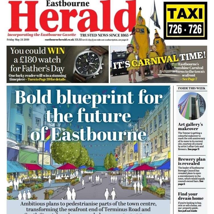 Front Page of the Eastbourne Herald